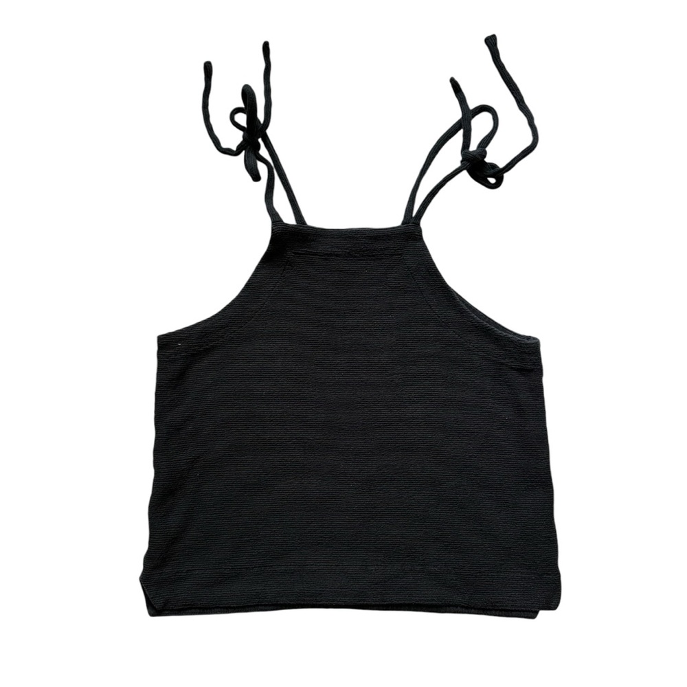 Madewell Tie‎ Shoulder Textured Tank Top Black Size S